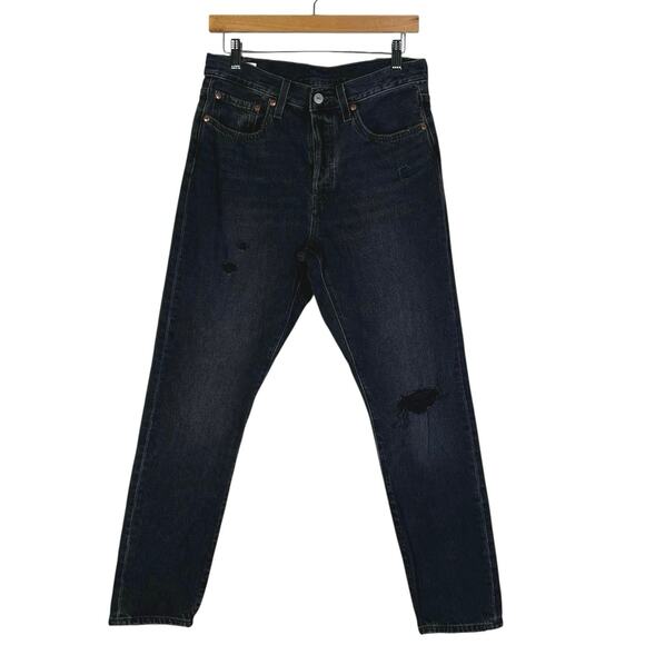 Levi’s Premium 501 Skinny Jeans Womens 28 Black Distressed High Rise Grunge - Picture 1 of 7